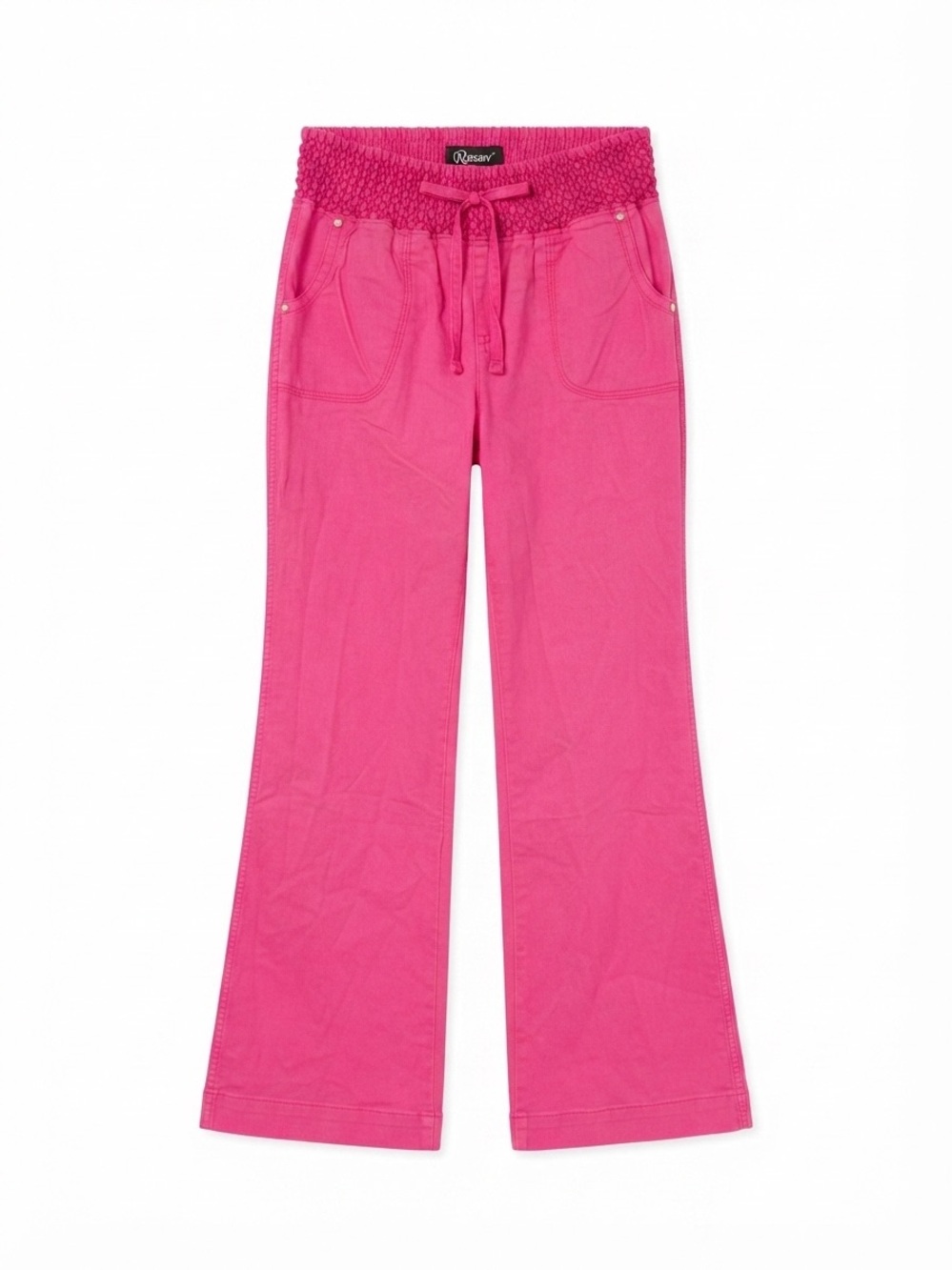 Rewash Pink Linen Drawstring Pants Wide Leg Coastal Beachy Casual Vacation / M